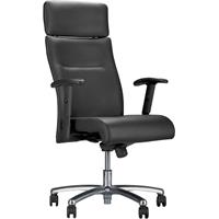 Draaifauteuil, zwart, leer