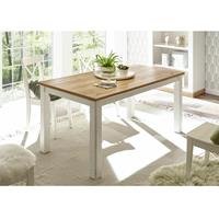 lomadox Landhaus Esszimmer-Tisch LINARES-61 in Pinie weiß / Wotan Eiche Nb. - B/H/T ca.: 158/76/88 cm - 