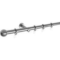 ondeco Gardinenstange 1-lauf Komplettgarnitur Vorhangstange Ball Komplettset - Edelstahl-Optik - 200 cm
