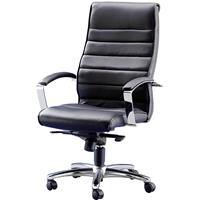 Topstar Directiefauteuil, zwart leer, armleuningen met leerbekleding
