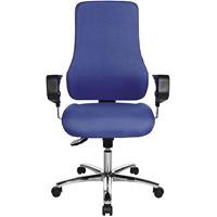 Topstar Operator-draaistoel, met armleuningen, rugleuninghoogte 600 mm, textielbekleding blauw