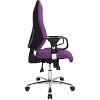 Topstar Operator-draaistoel, met armleuningen, rugleuninghoogte 600 mm, textielbekleding paars