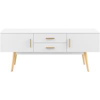 [en.casa] Fernsehtisch 140 x 40 x 56 cm TV Board mit 2 Schranktüren und 2 Schubladen Lowboard Kommode Weiß - 