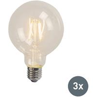 LUEDD Set van 3 E27 LED filament G95 4W 320 lm 2700K