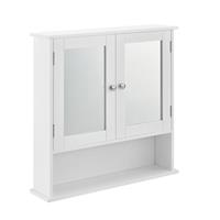 [en.casa] Badezimmerschrank Badschrank Wandschrank Schrank Spiegel weiß 58x56x13cm - 
