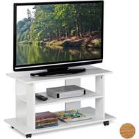 relaxdays TV Board mit Rollen, 2 Fächer für Fernseher, Konsole & Receiver, fahrbarer Fernsehtisch, HBT 45x80x40 cm, weiß - 