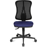 Topstar Ergonomisch gevormde draaistoel, komzitting, zonder armleuningen, zitting blauw, netrugleuning zwart
