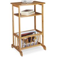 relaxdays Beistelltisch mit Zeitungsständer, Bambus, Robust, 2 Ablagen, H x B x T: 71,5 x 44,5 x 37 cm, natur - 