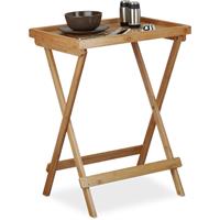 relaxdays Tabletttisch Bambus H x B x T: ca. 66 x 50 x 38,5 cm Beistelltisch mit Tablett für Frühstück, Klapptisch als Serviertisch, Serviertablett, natur