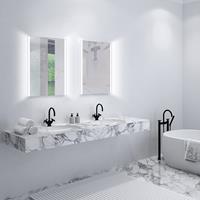 talos Home 45 x 65 cm - LED Beleuchtung in neutralweiß - Seitenprofile aus Aluminium - AN-AUS Taster am Rahmen - 