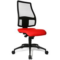 Topstar Ergonomisch gevormde draaistoel, rugleuninghoogte 680 mm, rugleuning luchtdoorlatend en met gaas bespannen, textielbekleding lichtrood