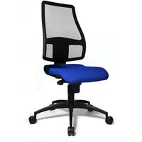 Topstar Ergonomisch gevormde draaistoel, rugleuninghoogte 680 mm, rugleuning luchtdoorlatend en met gaas bespannen, textielbekleding koningsblauw