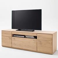 lomadox Modernes Wohnzimmer TV-Lowboard BADALONA-05 in Eiche Bianco massiv, mit Kabeldurchlass - B/H/T: 180/58/50cm