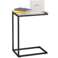 relaxdays Beistelltisch, U-Form, Glas Tischplatte, Metall, Bauhausstil, Konsolentisch HxBxT: 61 x 30 x 45 cm, schwarz - 