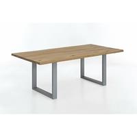 sit Tisch Wildeiche, silbernes Gestell TISCHE-14 180x90x72cm Platte natur, Gestell antiksilbern Platte Wildeiche geölt, Gestell Metall - 