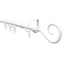 sunpro24 Gardinenstangen Set Hook 1-Lauf Ø 16/13 mm weiß 130-240 cm - 