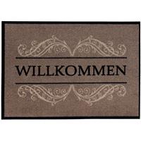 misento Fußmatte Schmutzfangmatte 39x58 cm Taupe 'Willkommen' waschbar - 