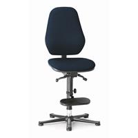 bimos Werkdraaistoel met ESD-bescherming, met synchroon-mechanisme en gewichtsregeling, voetdoppen, opstaphulp, textielbekleding blauw