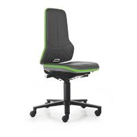 bimos NEON werkdraaistoel, wielen, permanentcontact, kunstleer, flexband groen