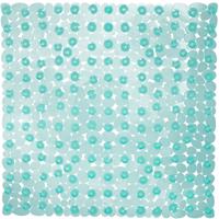 relaxdays Duschmatte Steinoptik, rutschfeste Duscheinlage mit Saugnäpfen, waschbar, quadratisch BxT: 53 x 53 cm, türkis