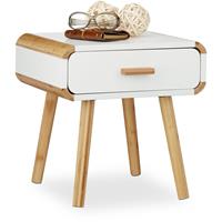 relaxdays Nachttisch 1 Schublade, Holz Nachtschrank, platzsparende Schlafzimmer-Kommode, HxBxT: 41 x 40 x 40 cm, weiß - 