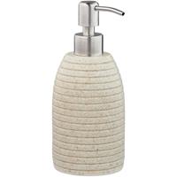 relaxdays Seifenspender, 300 ml, nachfüllbar, Bad, WC, Küche, Flüssigseifenspender, Polyresin, Edelstahlpumpe, beige - 