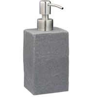 relaxdays Seifenspender, 200 ml, nachfüllbar, Bad, WC, Küche, Flüssigseifenspender, Polyresin, Edelstahlpumpe, grau - 