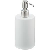 relaxdays Seifenspender, 180 ml, nachfüllbar, Bad, WC, Küche, Flüssigseifenspender, Polyresin, Edelstahlpumpe, weiß - 