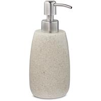 relaxdays Seifenspender 300 ml, nachfüllbar, Bad, Küche, Flüssigseifenspender, rund, Polyresin, Edelstahlpumpe, sand - 