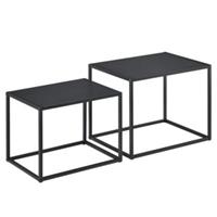 En.casa Beistelltisch Metall Couchtisch Sofatisch Wohnzimmertisch 2er Set Schwarz schwarz