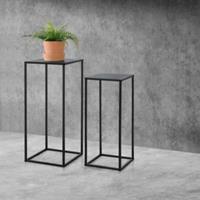 En.casa Säulentisch 2er Set Beistelltisch Pflanzenhalter Metall schwarz