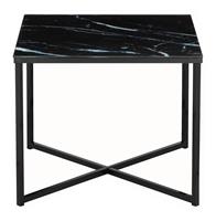 SalesFever Beistelltisch in Marmoroptik, mit Glasplatte, B50xT50xH42 cm schwarz