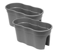 KHW Blumentopf Geländerblumentopf Flowerclip XL  2-er Set grau