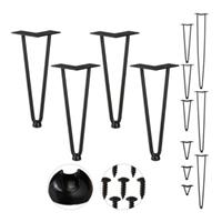 Relaxdays 4er Set Hairpin Legs mit 2 Streben schwarz