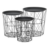 En.casa Beistelltisch  3er Set Metallkorb Couchtisch Sofatisch Deko Schwarz schwarz
