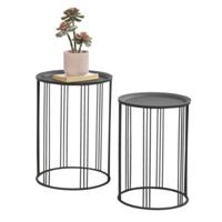 En.casa Beistelltisch Metall Couchtisch Sofatisch Wohnzimmertisch 2er Set Schwarz schwarz