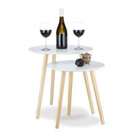 Relaxdays Beistelltisch 2er Set Skandinavisch weiß