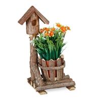 Relaxdays Holz Blumentopf Baumrinde braun