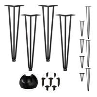 Relaxdays 4er Set Hairpin Legs mit 3 Streben schwarz