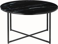 SalesFever Couchtisch in Marmoroptik, mit Glasplatte, Ø80xH45 cm schwarz