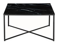 SalesFever Couchtisch in Marmoroptik, mit Glasplatte, B80xT80xH45 cm schwarz