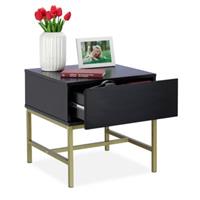 Relaxdays Nachttisch schwarz mit Schublade