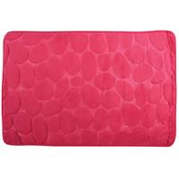 MSV Badkamerkleedje/badmat tapijt - kiezel motief - vloermat - fuchsia roze - 50 x 80 cm aagpolig - Badmatjes
