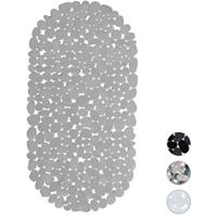 relaxdays Badewannenmatte Steinoptik, rutschfeste Badeeinlage mit Saugnäpfen, waschbare Rutschmatte, 36 x 68 cm, grau - 