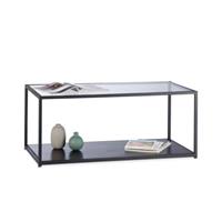 Relaxdays Couchtisch Glas mit schwarzer Ablage