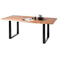 Massivholztisch AMSTERDAM-119, Industrial Design, Tischplatte aus Akazie massiv natur mit Baumkante, BxHxT: ca. 180x77x90 cm
