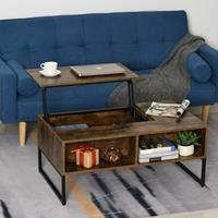 HOMCOM salontafel koffietafel met in hoogte verstelbaar blad spaanplaat bruin 100 x 60 x 40 cm