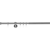 ondeco Gardinenstange ausziehbar 1-lauf verschiedene Längen und Farben Endstück Cap Komplettgarnitur Vorhangstange Teleskopstange 16/19 mm - Edelstahl-Optik