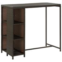 vidaXL Bartafel met opbergrek 120x60x110 cm poly rattan bruin