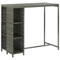 vidaXL Bartafel met opbergrek 120x60x110 cm poly rattan grijs